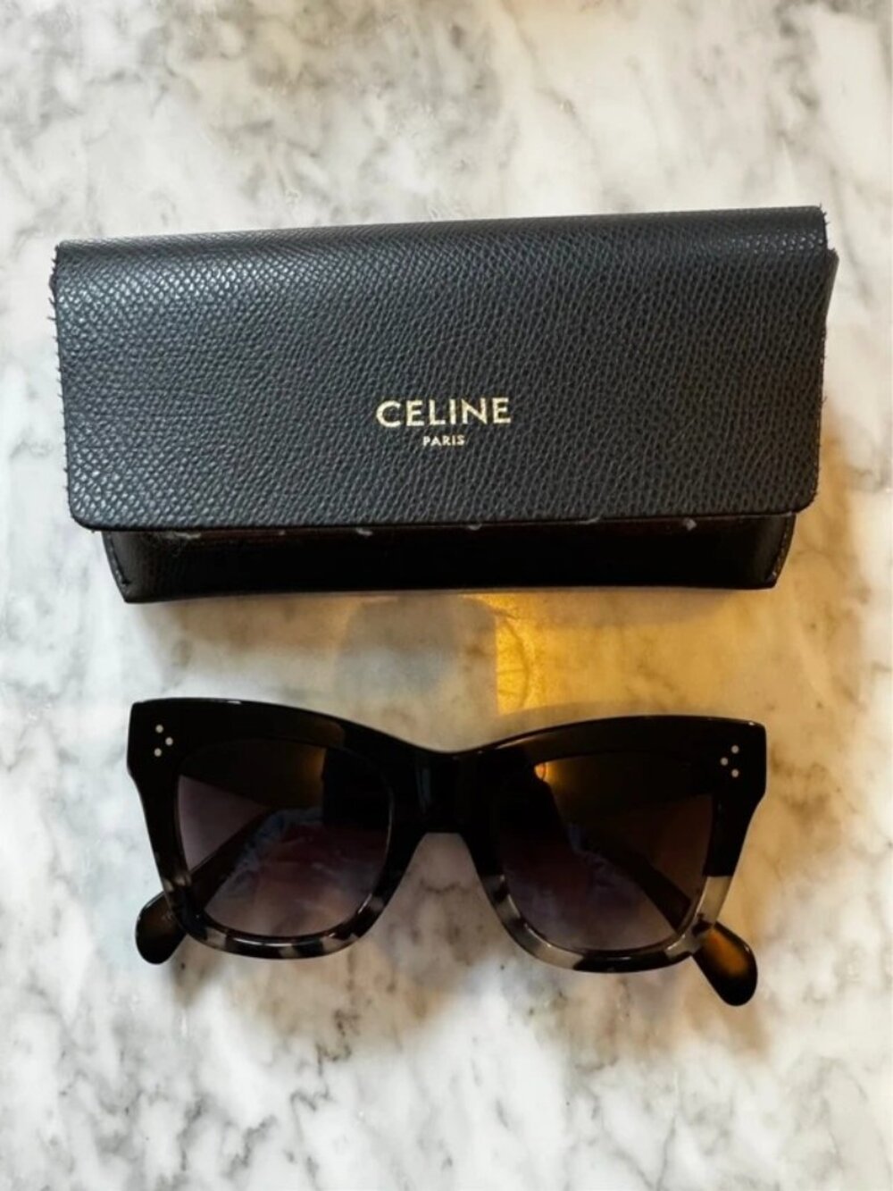Celine 3 Dots Black/Grey Havana Gradient Cat-Eye Sunglasses